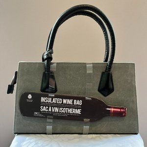 Insulated Wine Bag or lunch bag, grey with black handle